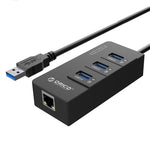 ORICO HR01-U3 HUB divisor USB3.0 ABS com 3 portas e placa de rede Ethernet Gigabit RJ45 externa 5 Gbps para portáteis / desktop / ultrabook, etc.