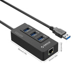 ORICO HR01-U3 HUB divisor USB3.0 ABS com 3 portas e placa de rede Ethernet Gigabit RJ45 externa 5 Gbps para portáteis / desktop / ultrabook, etc.