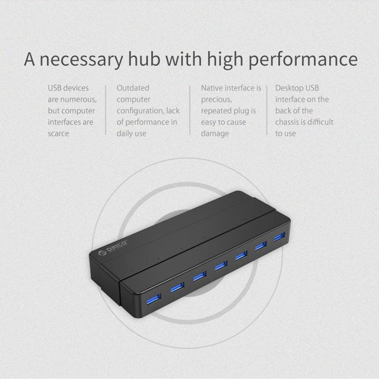 ORICO H7928-U3 HUB USB 3.0 de secretária com 7 portas em material ABS e cabo de 1m, USB 3.0