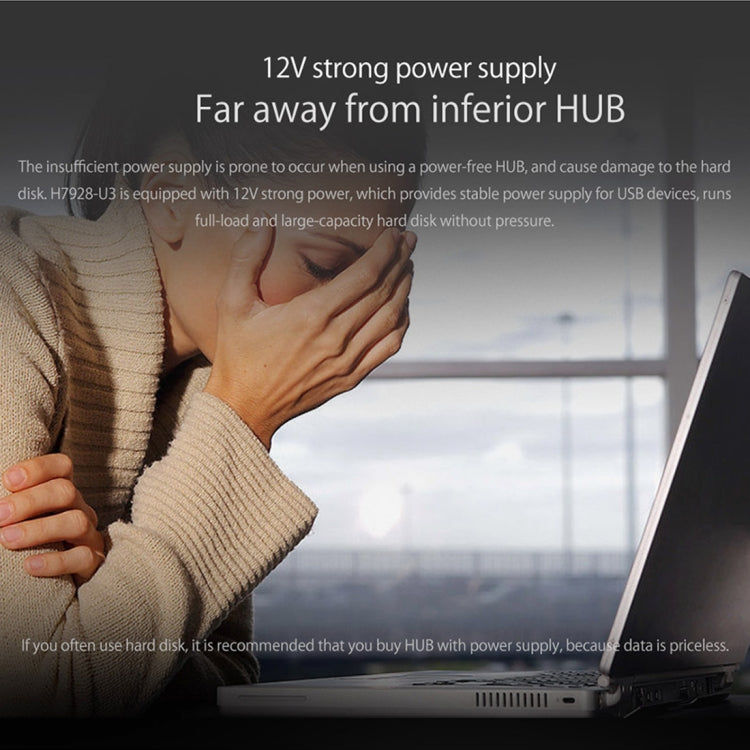 ORICO H7928-U3 HUB USB 3.0 de secretária com 7 portas em material ABS e cabo de 1m, USB 3.0