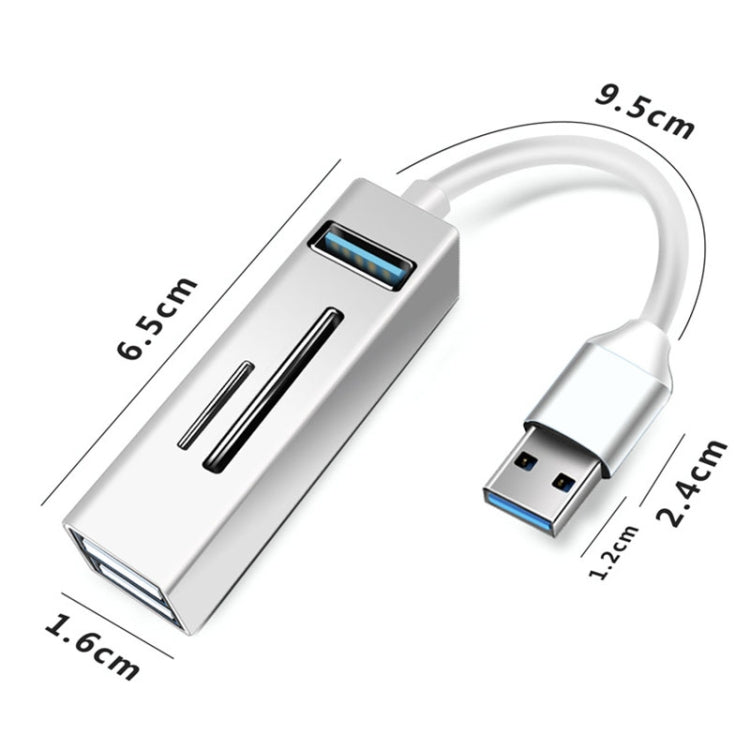 15101 Adaptador HUB USB3.0 5 em 1 para 3 x USB + leitor de cartões SD / TF, USB3.0