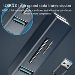 15101 Adaptador HUB USB3.0 5 em 1 para 3 x USB + leitor de cartões SD / TF, USB3.0