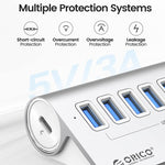 ORICO M3U7 HUB USB 3.2 Gen1 de liga de alumínio com 7 portas e cabo de 1m, M3U7 1m