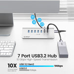 ORICO M3U7-G2 HUB USB 3.2 Gen2 de liga de alumínio com 7 portas e cabo de 1m, M3U7-G2 1m