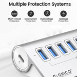 ORICO M3U7-G2 HUB USB 3.2 Gen2 de liga de alumínio com 7 portas e cabo de 1m, M3U7-G2 1m