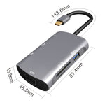 V217E Estação de Acoplamento HUB Tipo C / USB-C 7 em 1 para PD + HDMI + VGA + USB3.0 + UB2.0 + SD / TF Multifuncional, PD+HDMI+VGA+USB3.0+UB2.0+SD / TF