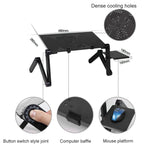 Suporte de secretária portátil ajustável em alumínio dobrável com ângulo de 360 graus e tapete de rato para portátil / notebook, sem ventoinhas CPU, com tapete de rato, com tapete de rato (M)