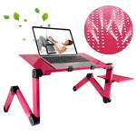 Suporte de secretária portátil ajustável em alumínio dobrável com ângulo de 360 graus e tapete de rato para portátil / notebook, sem ventoinhas CPU, com tapete de rato, com tapete de rato (M)