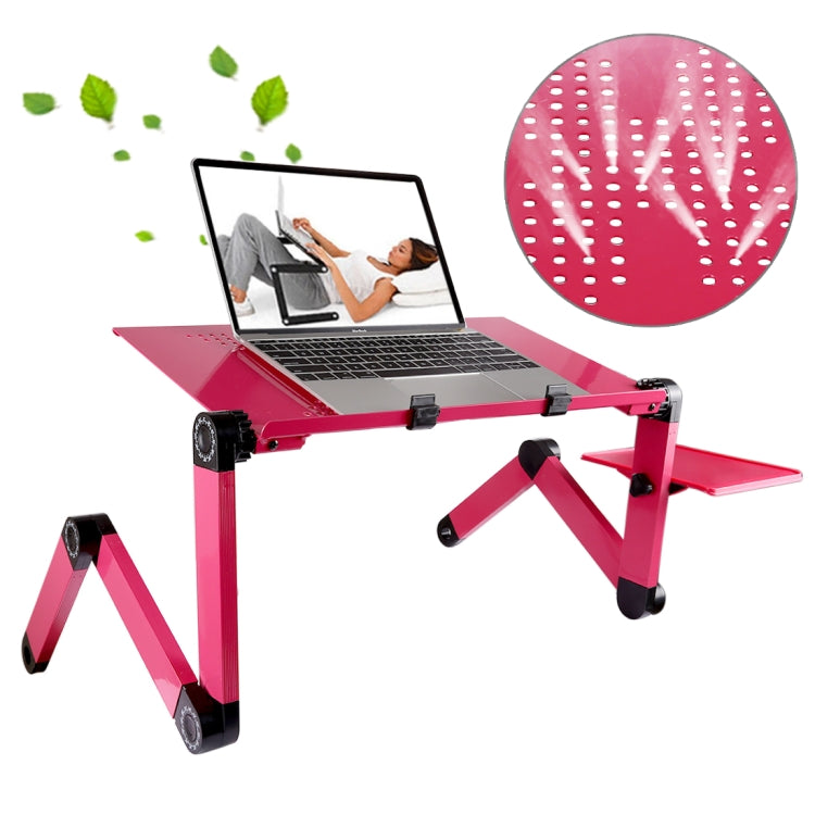 Suporte de secretária portátil ajustável em alumínio dobrável com ângulo de 360 graus e tapete de rato para portátil / notebook, sem ventoinhas CPU, com tapete de rato, com tapete de rato (M)