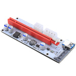 PCE164P-N06 VER008S Adaptador Extensor PCI-E USB 3.0 1x para 16x PCI-E com Cabo USB de 60cm, Porta de Alimentação SATA 15 Pinos + 6 Pinos + 4 Pinos, VER008S Vermelho