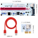 PCE164P-N06 VER008S Adaptador Extensor PCI-E USB 3.0 1x para 16x PCI-E com Cabo USB de 60cm, Porta de Alimentação SATA 15 Pinos + 6 Pinos + 4 Pinos, VER008S Vermelho