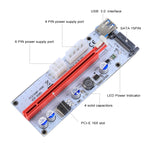 PCE164P-N06 VER008S Adaptador Extensor PCI-E USB 3.0 1x para 16x PCI-E com Cabo USB de 60cm, Porta de Alimentação SATA 15 Pinos + 6 Pinos + 4 Pinos, VER008S Vermelho