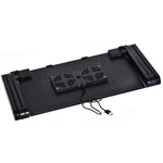 Suporte de secretária portátil ajustável em alumínio dobrável com ângulo de 360 graus com ventoinhas duplas CPU e tapete de rato para portátil / notebook, tamanho da secretária: 420mm x 260mm, 420 x 260mm