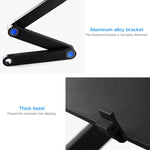 Suporte de secretária portátil ajustável em alumínio dobrável com ângulo de 360 graus com ventoinhas duplas CPU e tapete de rato para portátil / notebook, tamanho da secretária: 420mm x 260mm, 420 x 260mm
