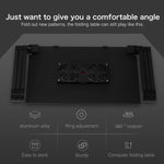 Suporte de secretária portátil ajustável em alumínio dobrável com ângulo de 360 graus com ventoinhas duplas CPU e tapete de rato para portátil / notebook, tamanho da secretária: 420mm x 260mm, 420 x 260mm