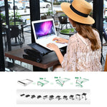 Suporte de secretária portátil ajustável em alumínio dobrável com ângulo de 360 graus com ventoinhas duplas CPU e tapete de rato para portátil / notebook, tamanho da secretária: 480mm x 260mm, 480 x 260mm