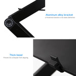 Suporte de secretária portátil ajustável em alumínio dobrável com ângulo de 360 graus com ventoinhas duplas CPU e tapete de rato para portátil / notebook, tamanho da secretária: 480mm x 260mm, 480 x 260mm