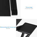 Suporte de secretária portátil ajustável em alumínio dobrável com ângulo de 360 graus com ventoinhas duplas CPU e tapete de rato para portátil / notebook, tamanho da secretária: 480mm x 260mm, 480 x 260mm