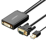 UGREEN MM119 1080P Full HD VGA to DVI (24+1) Male to Female Adapter Cable for Computer, PC, Laptop, HDTV, Projector, DVD Graphics Card and More VGA / DVI Enabled Devices, Cable Length: 50cm