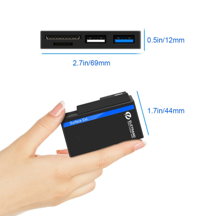 ROCKETEK RT-SGO727 HUB com Interface USB 3.0 + USB 2.0 + Micro USB para Microsoft Surface Go, com 2 Slots para Cartão TF e Cartão SD, RT-SGO727