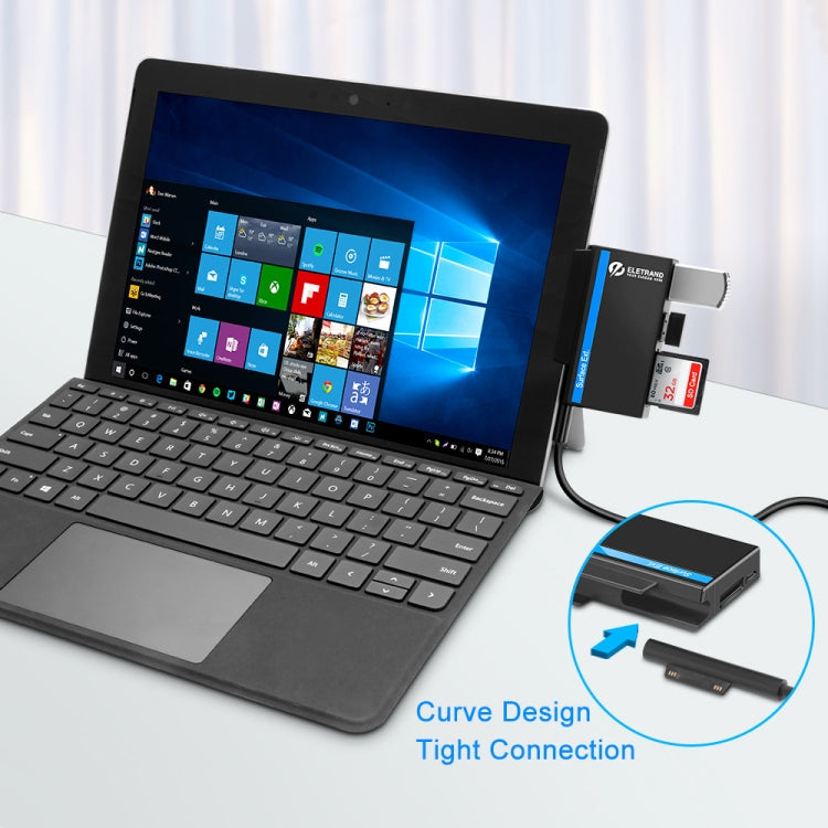 ROCKETEK RT-SGO727 HUB com Interface USB 3.0 + USB 2.0 + Micro USB para Microsoft Surface Go, com 2 Slots para Cartão TF e Cartão SD, RT-SGO727
