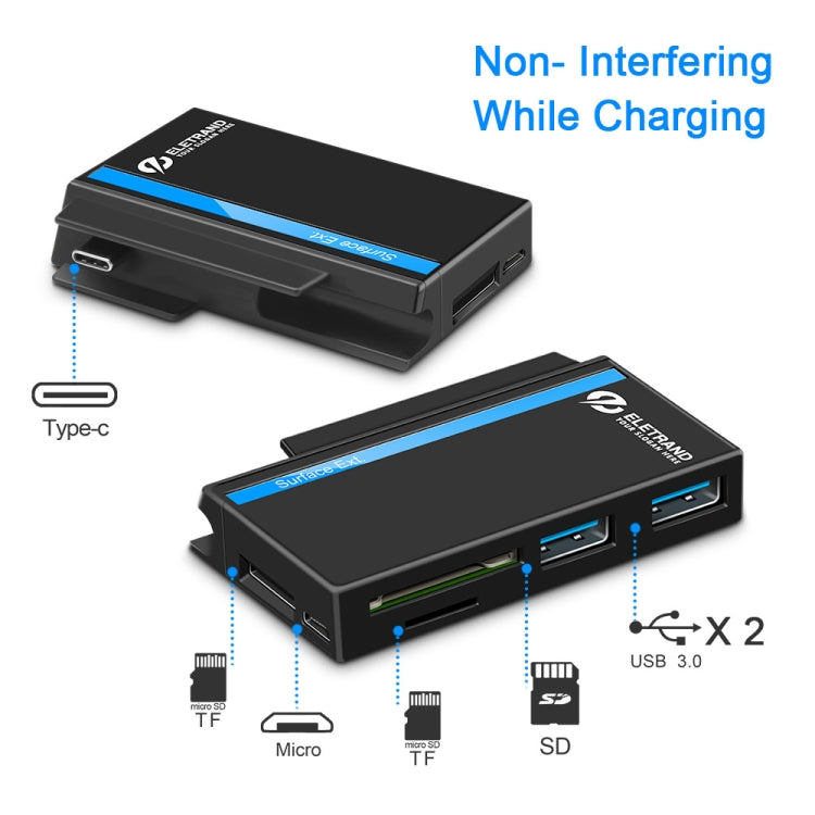ROCKETEK RT-SGO737 Hub com 2 USB 3.0 + Micro USB para Microsoft Surface Go, com 2 ranhuras para cartão TF e cartão SD, RT-SGO737