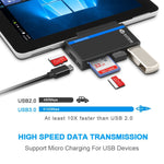 ROCKETEK RT-SGO737 Hub com 2 USB 3.0 + Micro USB para Microsoft Surface Go, com 2 ranhuras para cartão TF e cartão SD, RT-SGO737
