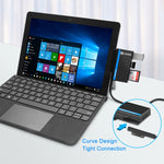 ROCKETEK RT-SGO737 Hub com 2 USB 3.0 + Micro USB para Microsoft Surface Go, com 2 ranhuras para cartão TF e cartão SD, RT-SGO737
