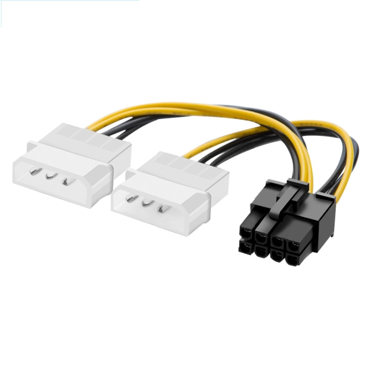 Cabo de alimentação para placa gráfica PCI Express em forma de Y de 18cm, 8 pinos para duplo Molex de 4 pinos, fêmea 8 pinos para macho duplo 4 pinos