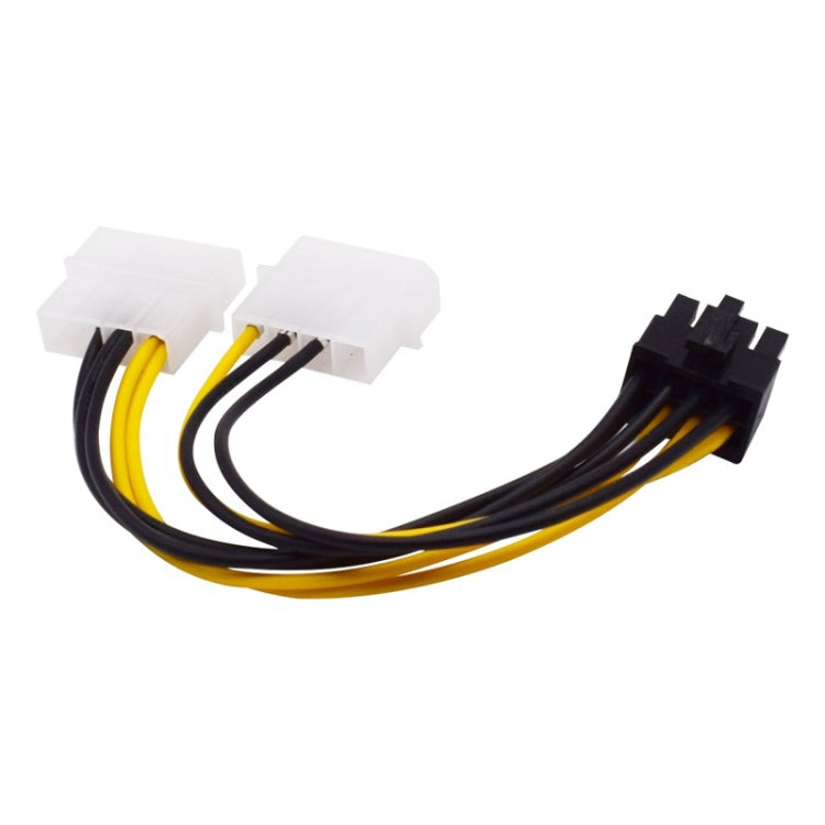 Cabo de alimentação para placa gráfica PCI Express em forma de Y de 18cm, 8 pinos para duplo Molex de 4 pinos, fêmea 8 pinos para macho duplo 4 pinos