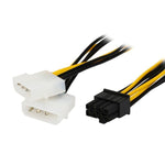 Cabo de alimentação para placa gráfica PCI Express em forma de Y de 18cm, 8 pinos para duplo Molex de 4 pinos, fêmea 8 pinos para macho duplo 4 pinos