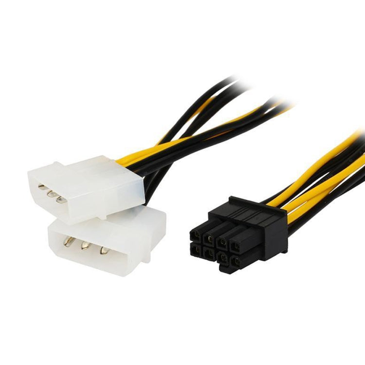 Cabo de alimentação para placa gráfica PCI Express em forma de Y de 18cm, 8 pinos para duplo Molex de 4 pinos, fêmea 8 pinos para macho duplo 4 pinos