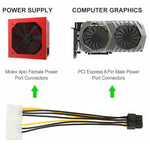 Cabo de alimentação para placa gráfica PCI Express em forma de Y de 18cm, 8 pinos para duplo Molex de 4 pinos, fêmea 8 pinos para macho duplo 4 pinos
