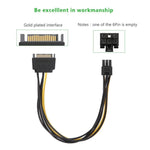 Cabo de alimentação SATA para placa gráfica PCI Express de 20cm, SATA 15 pinos para 6 pinos fêmea