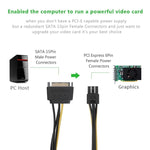 Cabo de alimentação SATA para placa gráfica PCI Express de 20cm, SATA 15 pinos para 6 pinos fêmea