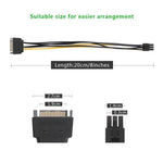 Cabo de alimentação SATA para placa gráfica PCI Express de 20cm, SATA 15 pinos para 6 pinos fêmea