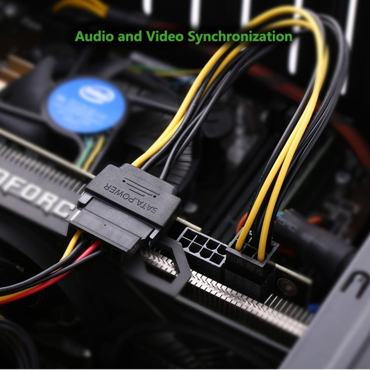 Cabo de alimentação SATA para placa gráfica PCI Express de 20cm, SATA 15 pinos para 6 pinos fêmea