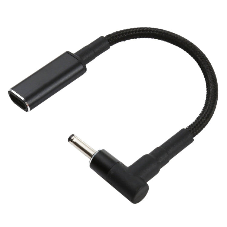 Cabo adaptador PD 100W 18,5-20V 3,0 x 1,0mm cotovelo para USB-C / Tipo-C com revestimento de nylon, 3,0 x 1,0mm