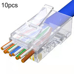 10 unidades de conector modular RJ45 Pass Through Cat6e não blindado, Pass Through Cat6e não blindado