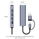 Estação de Acoplamento Multifuncional BYL-2208TU 5 em 2 USB + USB-C / Tipo-C para USB HUB Adaptador, BYL-2208
