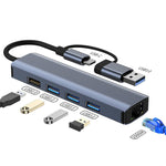 Estação de Acoplamento Multifuncional BYL-2208TU 5 em 2 USB + USB-C / Tipo-C para USB HUB Adaptador, BYL-2208