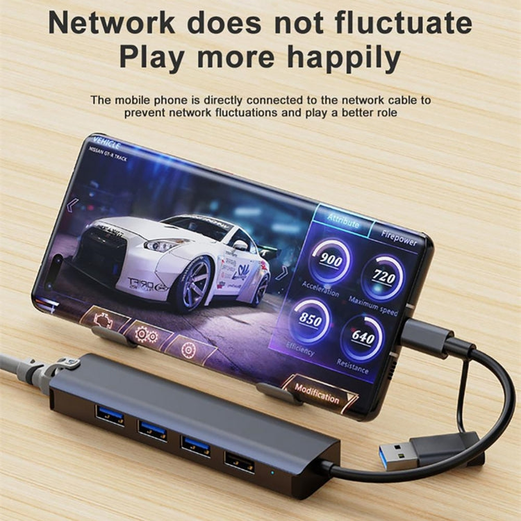 Estação de Acoplamento Multifuncional BYL-2208TU 5 em 2 USB + USB-C / Tipo-C para USB HUB Adaptador, BYL-2208