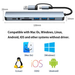 Estação de Acoplamento Multifuncional BYL-2218TU 8 em 1 USB + USB-C / Tipo-C para USB HUB Adaptador, BYL-2218TU