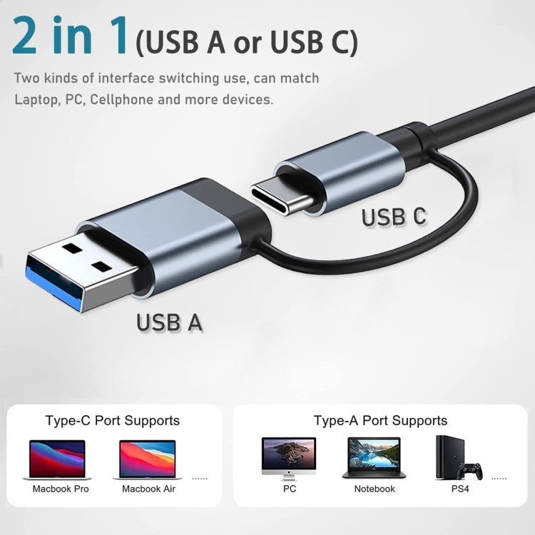 Estação de Acoplamento Multifuncional BYL-2218TU 8 em 1 USB + USB-C / Tipo-C para USB HUB Adaptador, BYL-2218TU