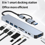 Estação de Acoplamento Multifuncional BYL-2218TU 8 em 1 USB + USB-C / Tipo-C para USB HUB Adaptador, BYL-2218TU