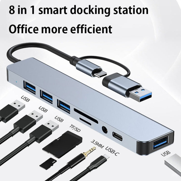 Estação de Acoplamento Multifuncional BYL-2218TU 8 em 1 USB + USB-C / Tipo-C para USB HUB Adaptador, BYL-2218TU