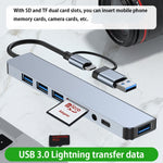 Estação de Acoplamento Multifuncional BYL-2218TU 8 em 1 USB + USB-C / Tipo-C para USB HUB Adaptador, BYL-2218TU