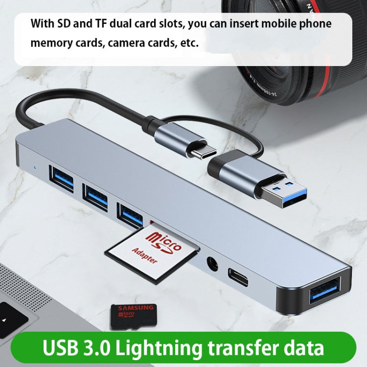 Estação de Acoplamento Multifuncional BYL-2218TU 8 em 1 USB + USB-C / Tipo-C para USB HUB Adaptador, BYL-2218TU