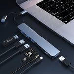 Estação de Acoplamento Multifuncional BYL-2218TU 8 em 1 USB + USB-C / Tipo-C para USB HUB Adaptador, BYL-2218TU