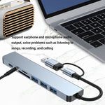 Estação de Acoplamento Multifuncional BYL-2218TU 8 em 1 USB + USB-C / Tipo-C para USB HUB Adaptador, BYL-2218TU